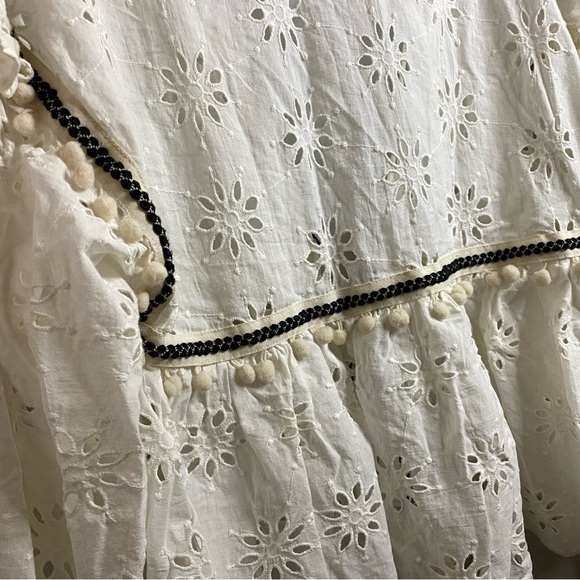 Zara White Eyelet Kimono shrug Top - Boho or Hippie style - small - Picture 6 of 12